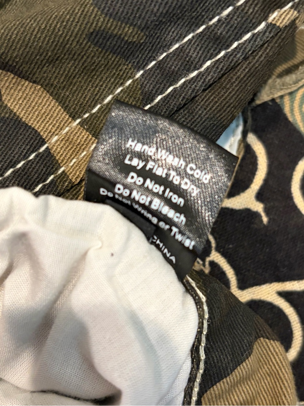 Pol Hunting Wives SzMed Patchwork Camo Wide-Leg Pants Olive/Beige - Picture 10 of 16